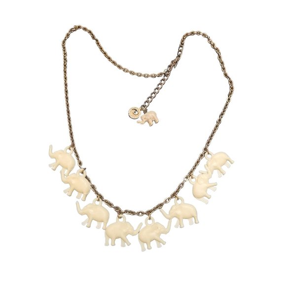 Vintage Lisner Multi Elephant Charm Necklace (A2004)